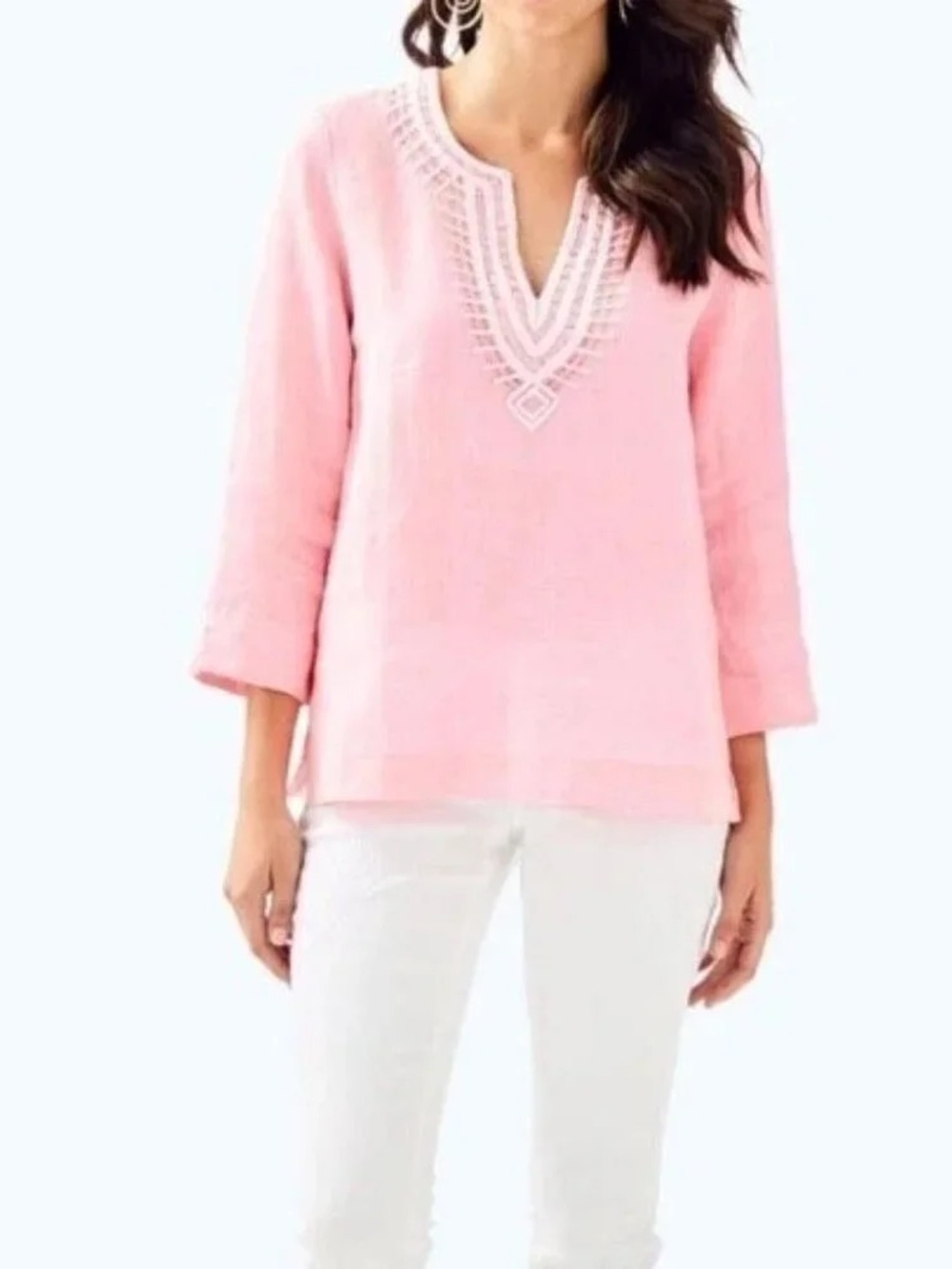 NWT Lilly Pulitzer: Amelia Island Linen Tunic in Pascha Pink - Picture 2 of 8